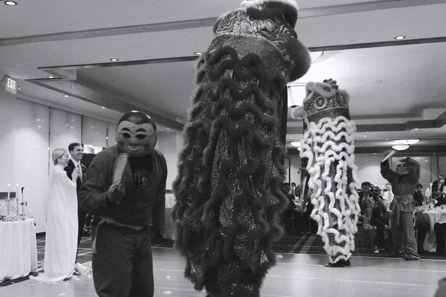 Costumed performers at a wedding reception