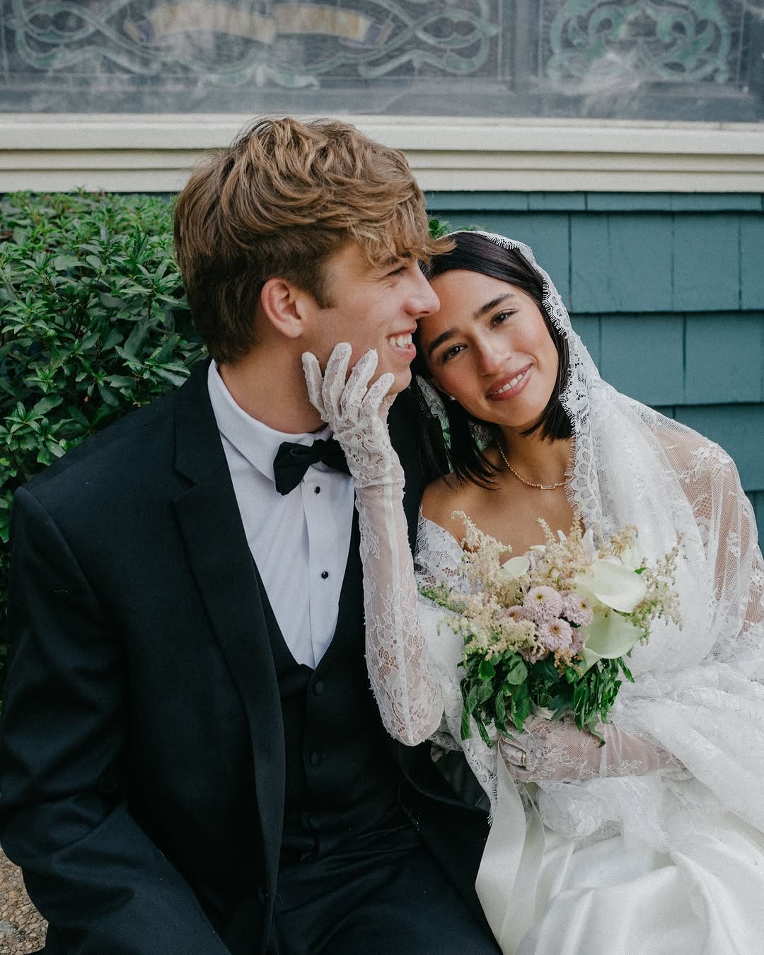 An intimate wedding portrait