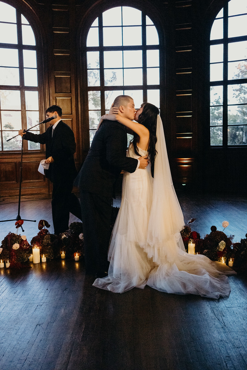 Bride and groom ceremony portrait